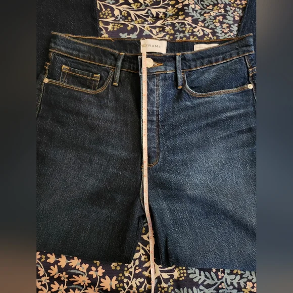 Frame Le Sylvie Slender Straight High Rise Blue Jeans Size 30 - Picture 10 of 12